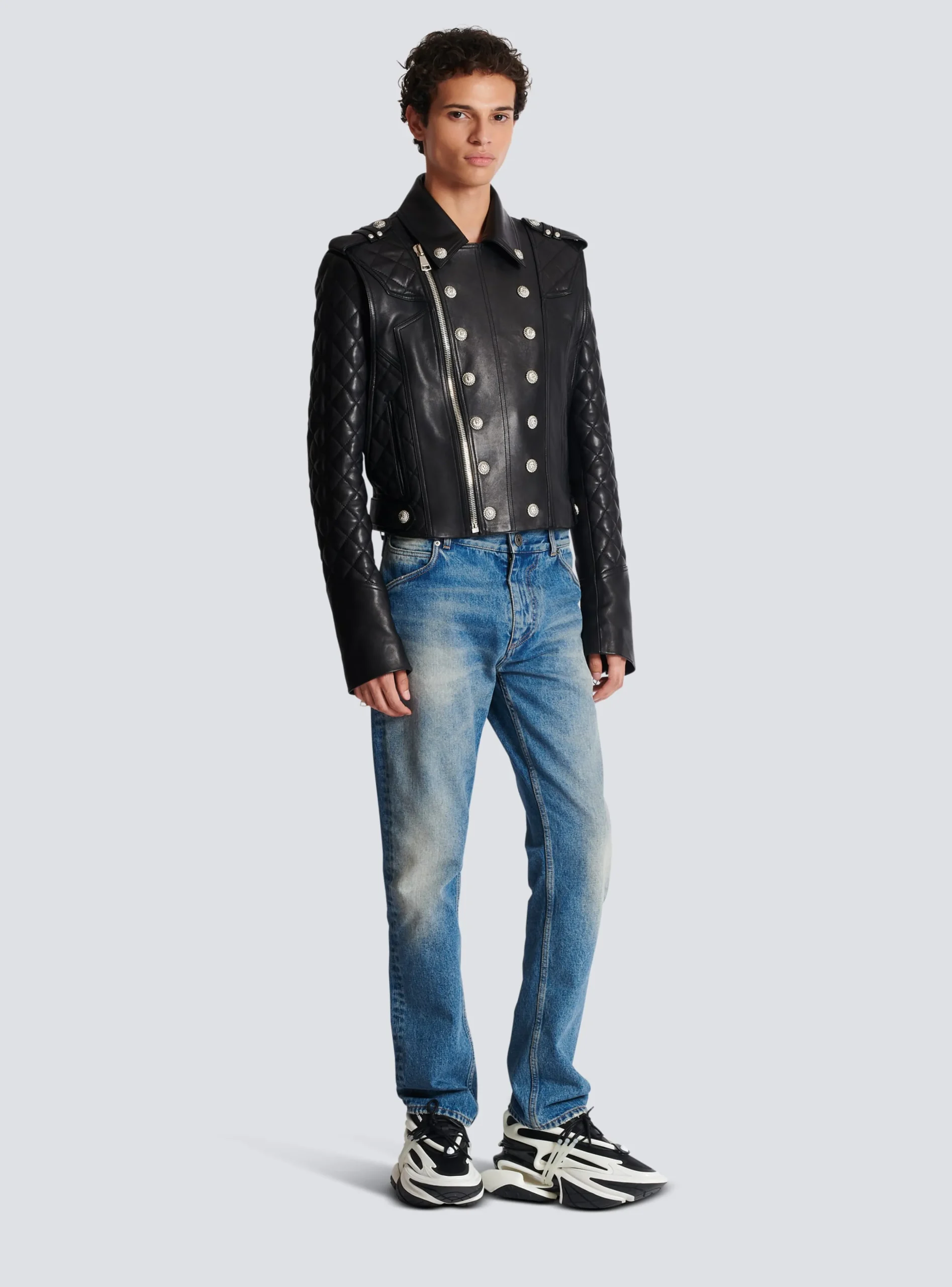 Quilted Leather Biker Jacket-Balmain Online
