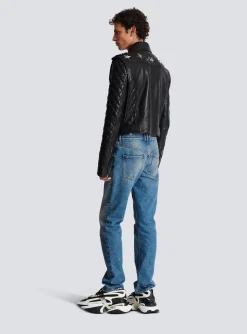 Quilted Leather Biker Jacket-Balmain Online
