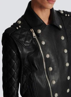 Quilted Leather Biker Jacket-Balmain Online