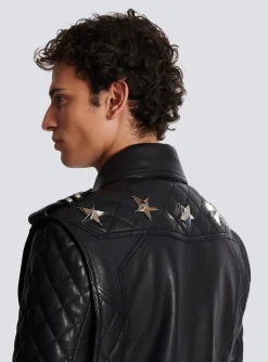 Quilted Leather Biker Jacket-Balmain Online