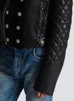 Quilted Leather Biker Jacket-Balmain Online
