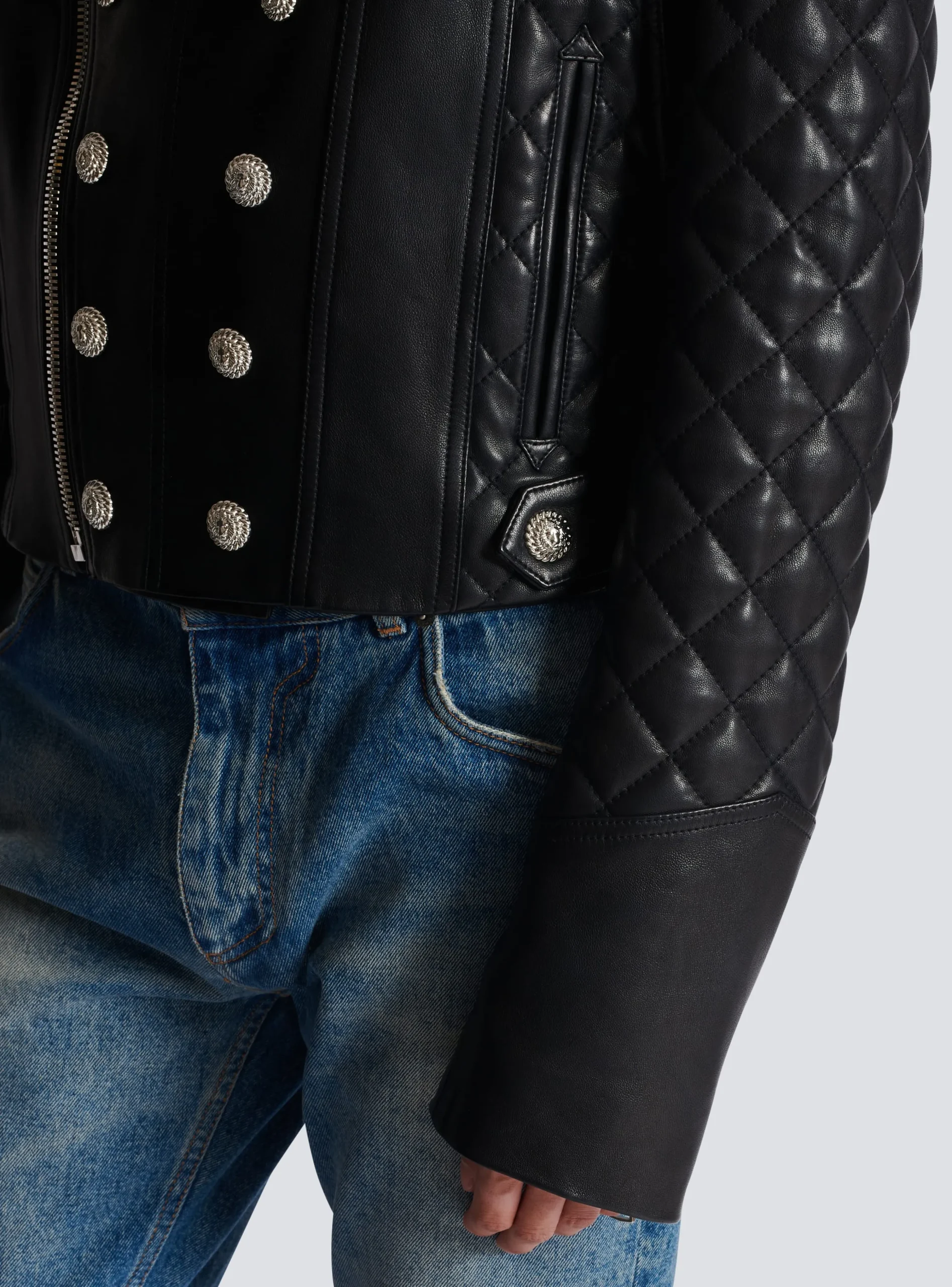 Quilted Leather Biker Jacket-Balmain Online