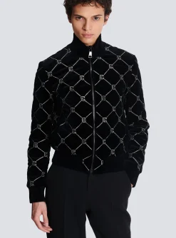 Quilted Rhinestone Bomber Jacket-Balmain New
