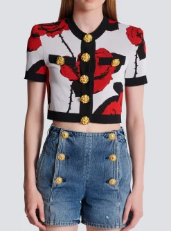 Roses Jacquard Knit Cardigan-Balmain Sale