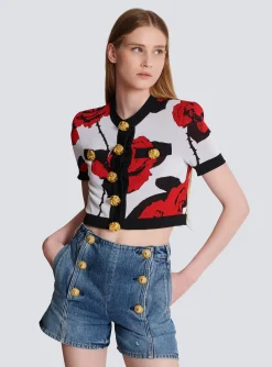 Roses Jacquard Knit Cardigan-Balmain Sale