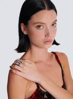 Resin And Rhinestone Ring-Balmain Sale