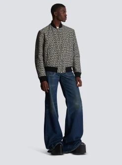 Reversible Cotton Bomber Jacket With Monogram-Balmain Discount