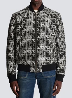 Reversible Cotton Bomber Jacket With Monogram-Balmain Discount