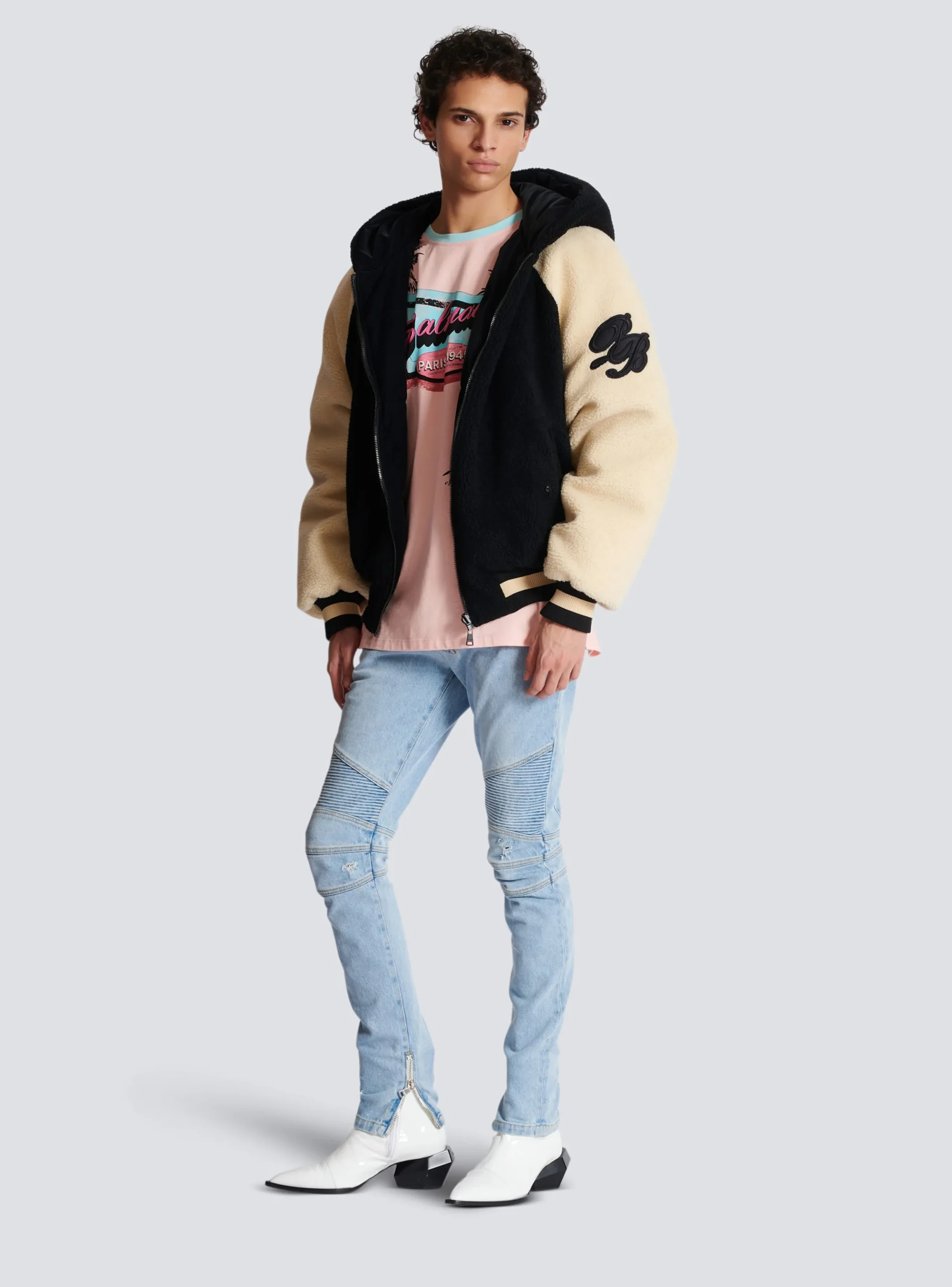 Reversible Varsity-style Puffer Jacket With Hood-Balmain Clearance