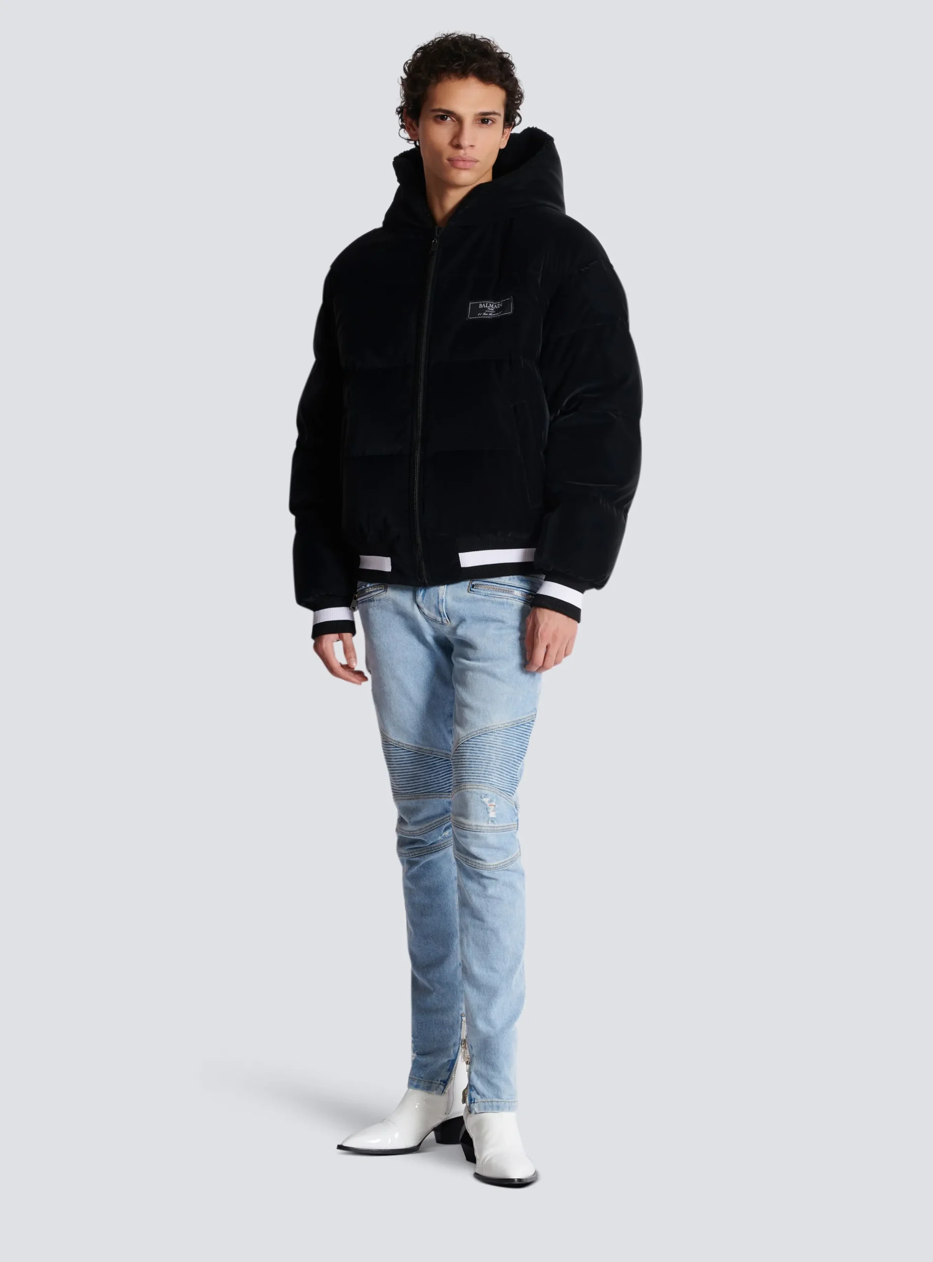 Reversible Varsity-style Puffer Jacket With Hood-Balmain Clearance