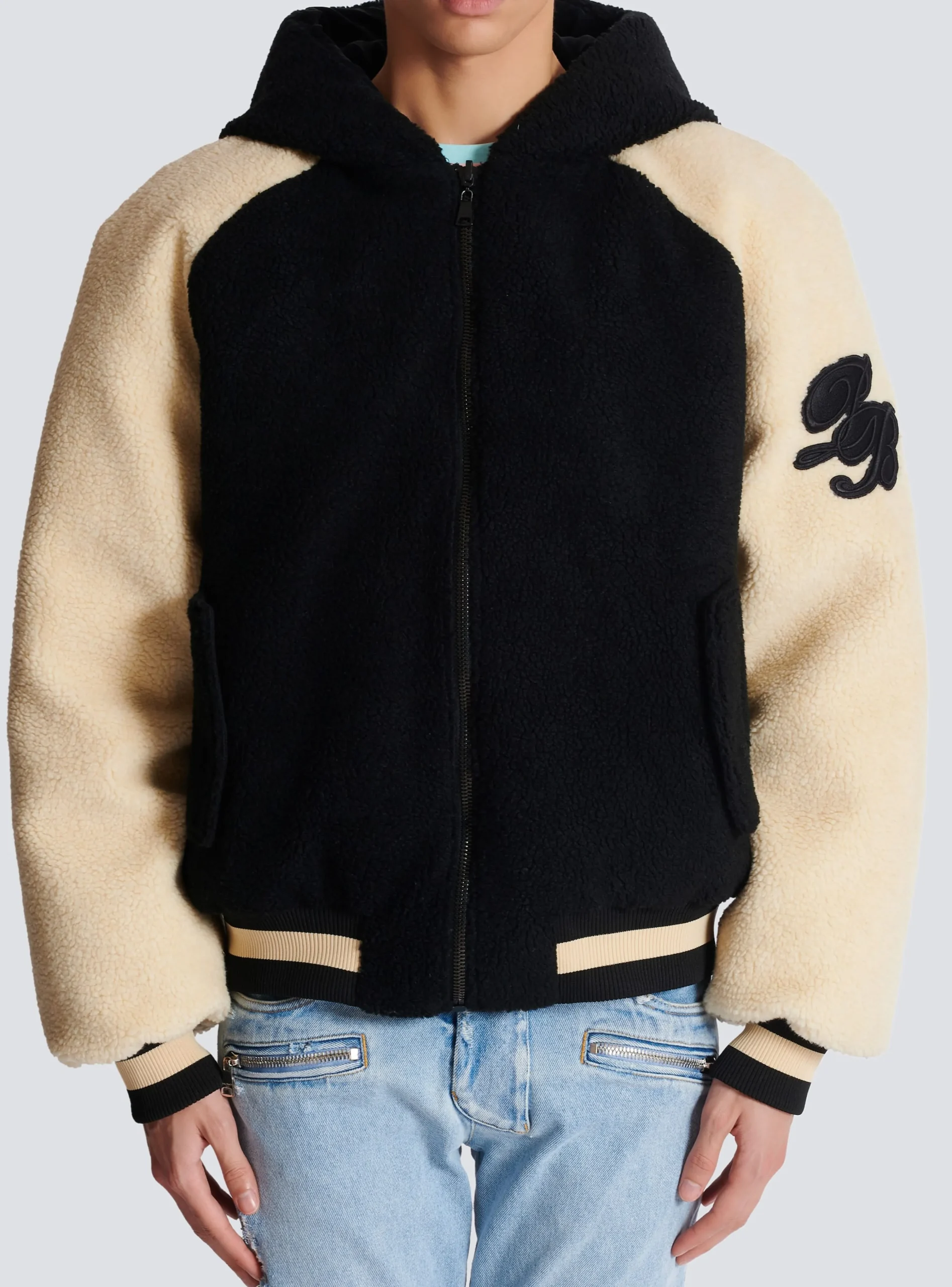 Reversible Varsity-style Puffer Jacket With Hood-Balmain Clearance