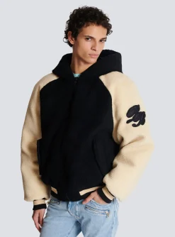 Reversible Varsity-style Puffer Jacket With Hood-Balmain Clearance