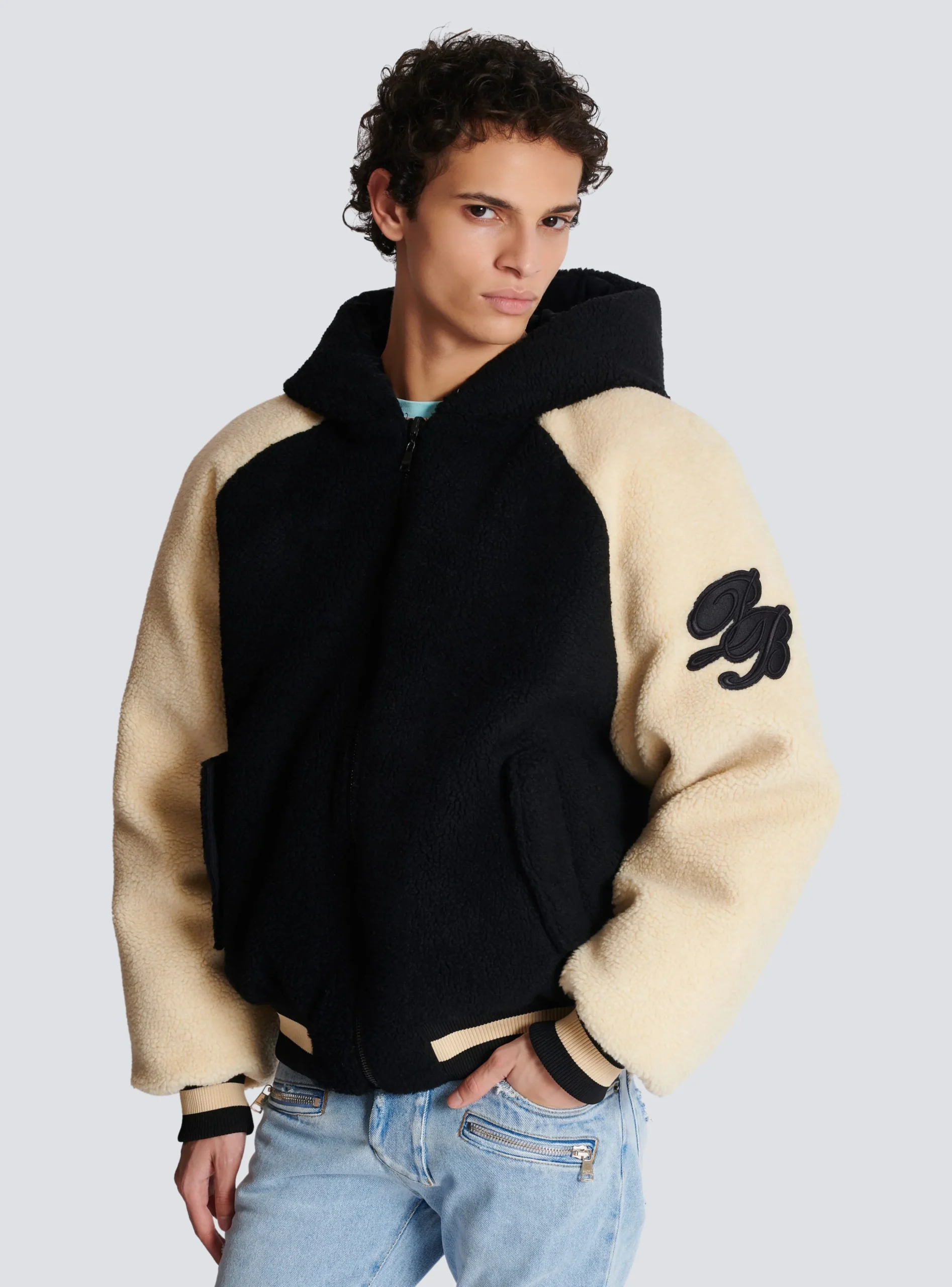 Reversible Varsity-style Puffer Jacket With Hood-Balmain Clearance