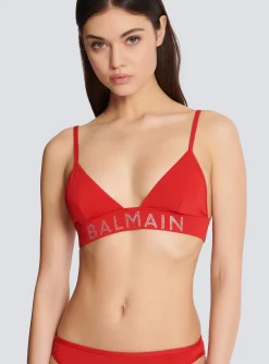 Rhinestoned Triangle Bikini-Balmain Shop