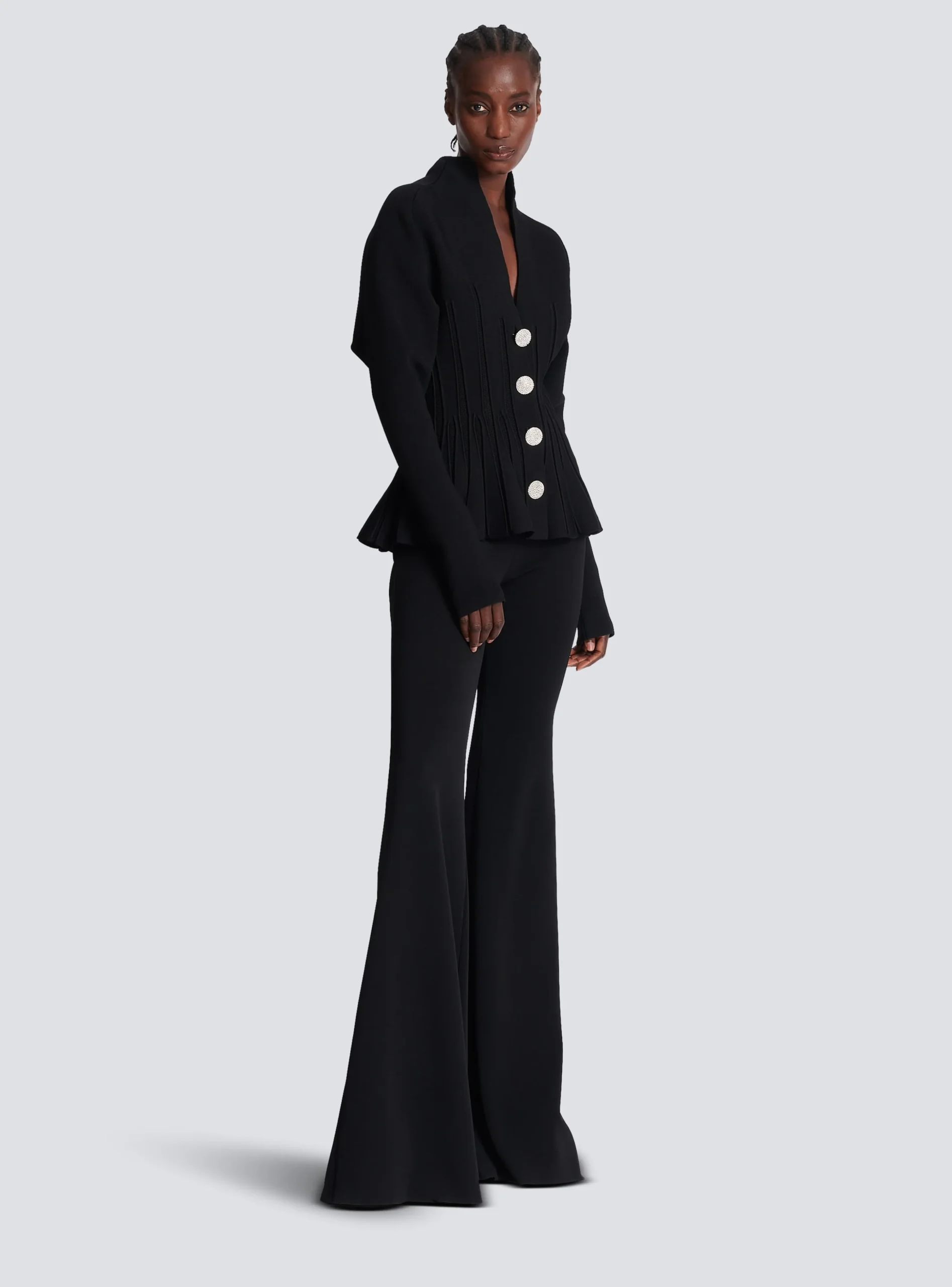 Ribbed Knit Peplum Cardigan-Balmain Discount