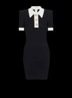 Ribbed Knit Polo Dress-Balmain Outlet
