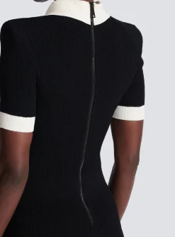 Ribbed Knit Polo Dress-Balmain Outlet