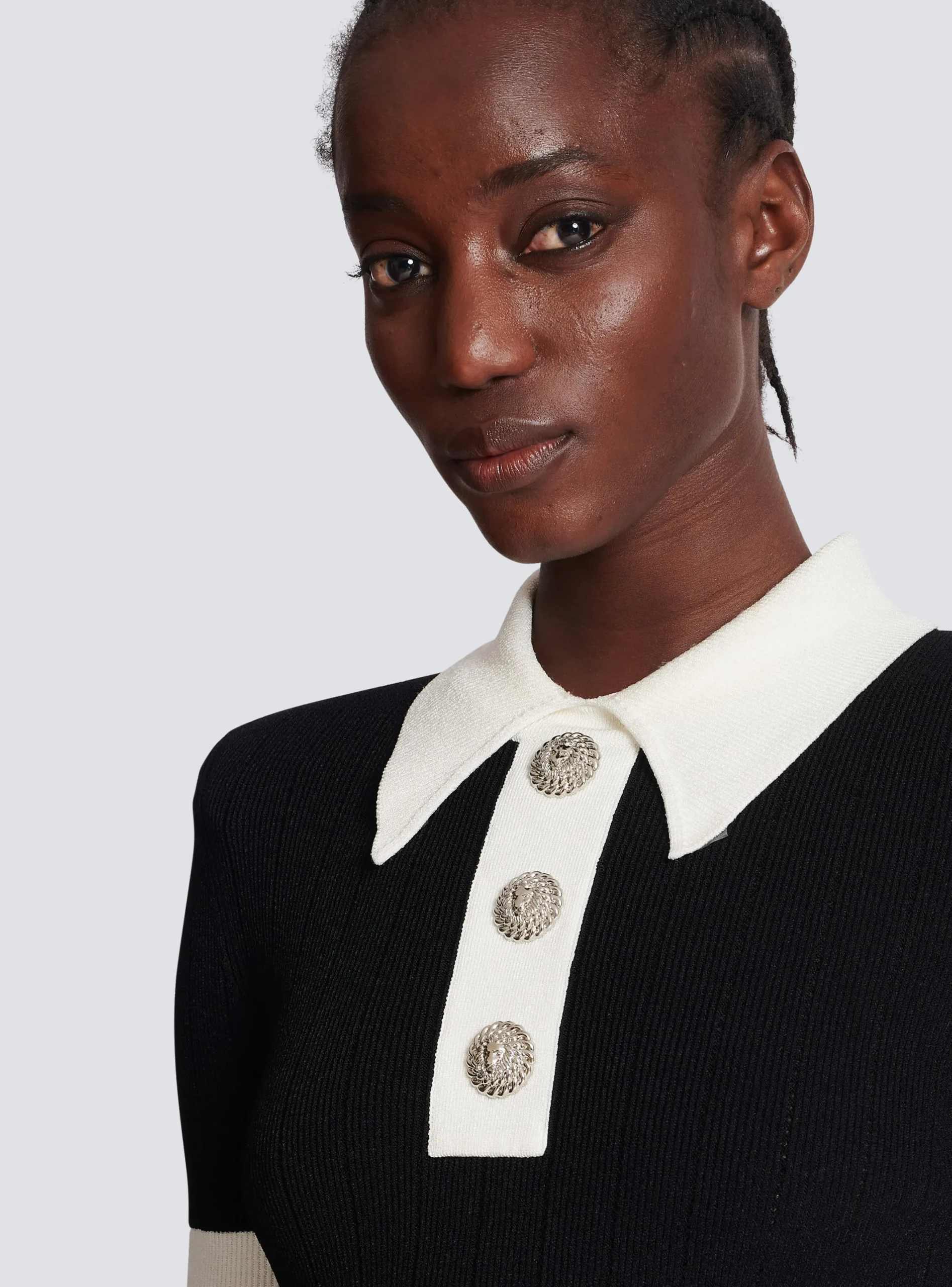 Ribbed Knit Polo Dress-Balmain Outlet