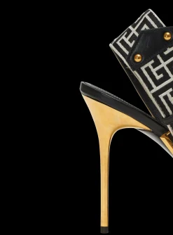 Ruby Monogrammed Leather Slingbacks-Balmain Discount