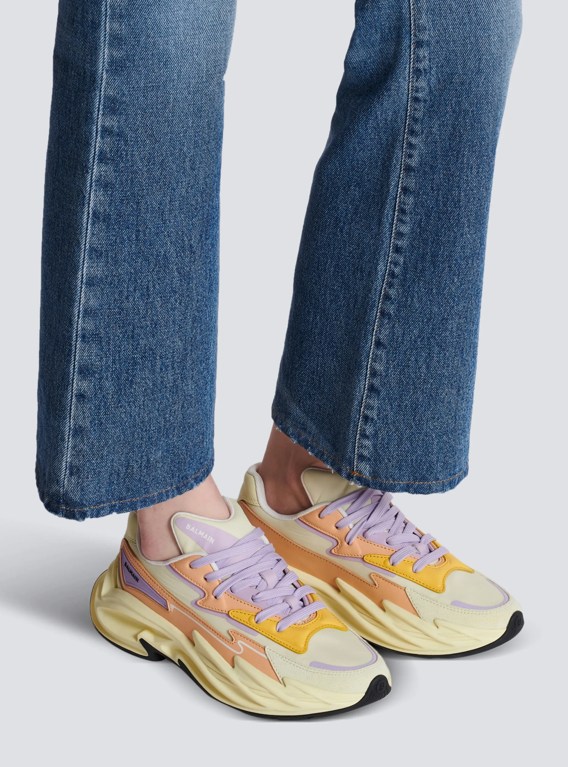Run-Row Leather And Nylon Trainers-Balmain Store