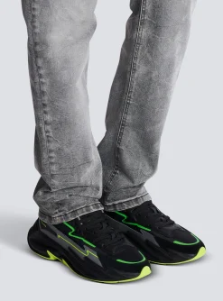 Run-Row Leather And Nylon Trainers-Balmain Outlet