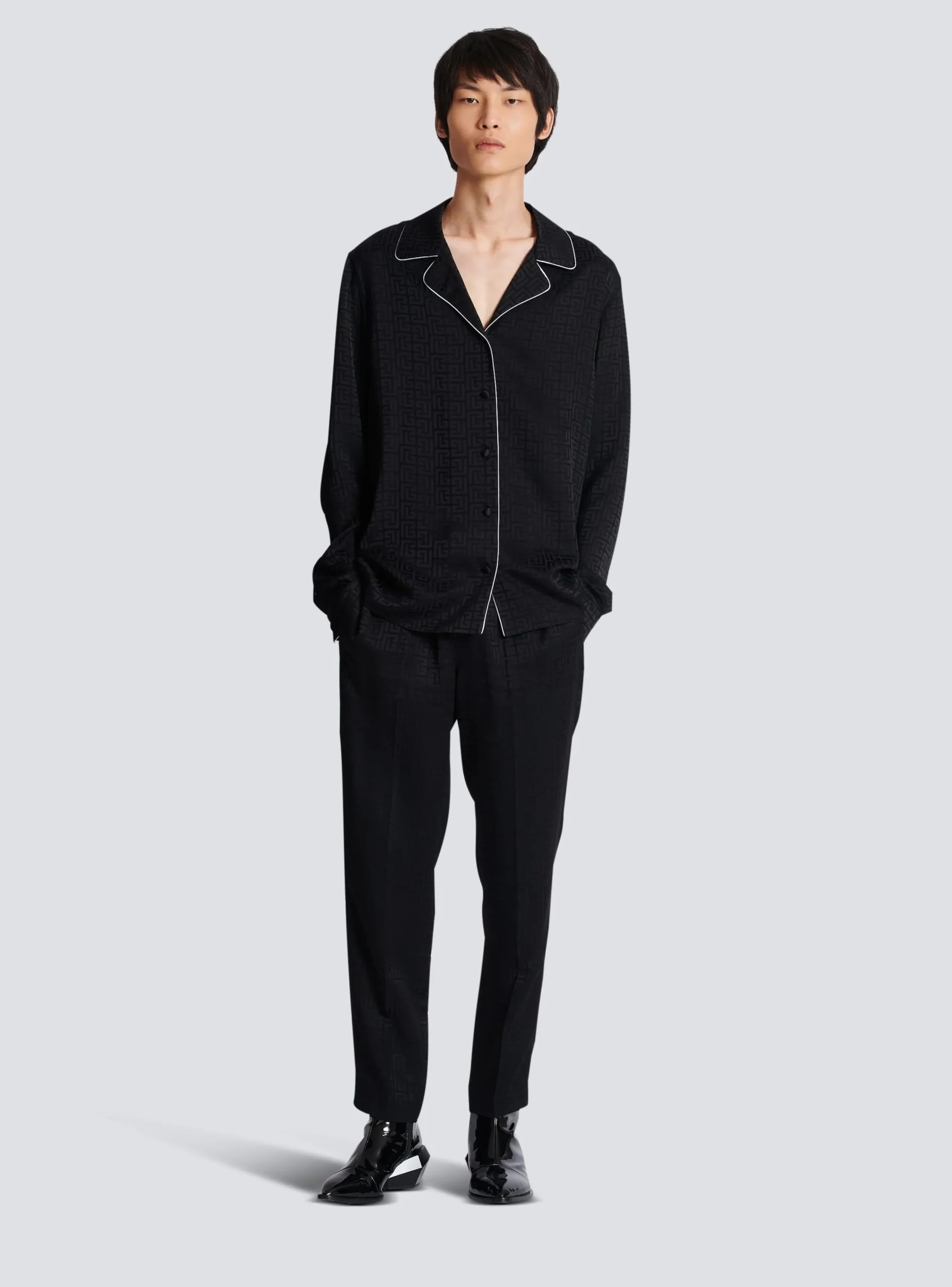 Satin Monogram Jacquard Shirt-Balmain Best