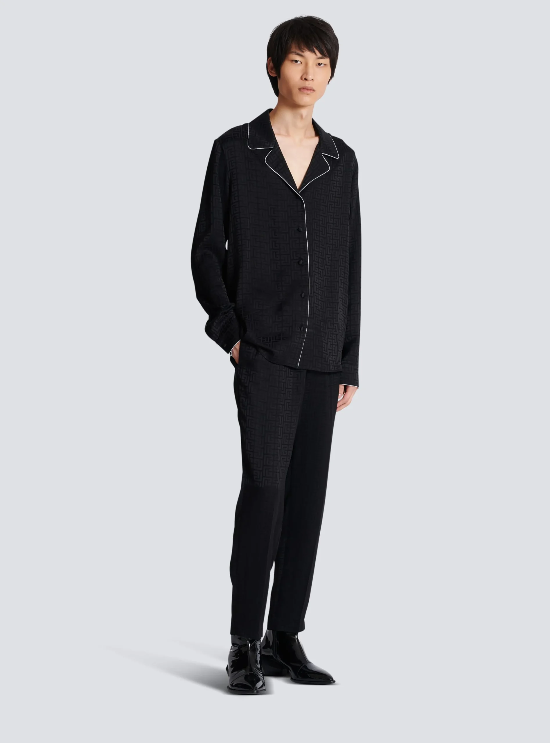 Satin Monogram Jacquard Shirt-Balmain Best