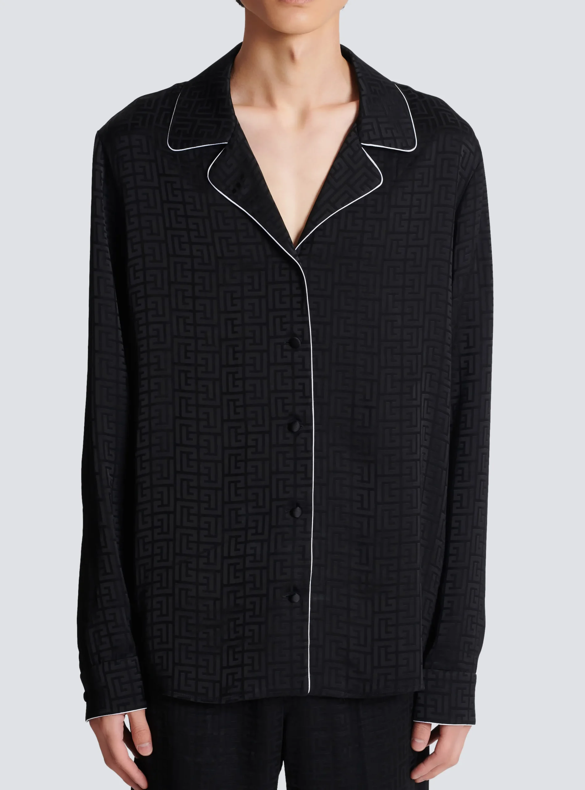 Satin Monogram Jacquard Shirt-Balmain Best