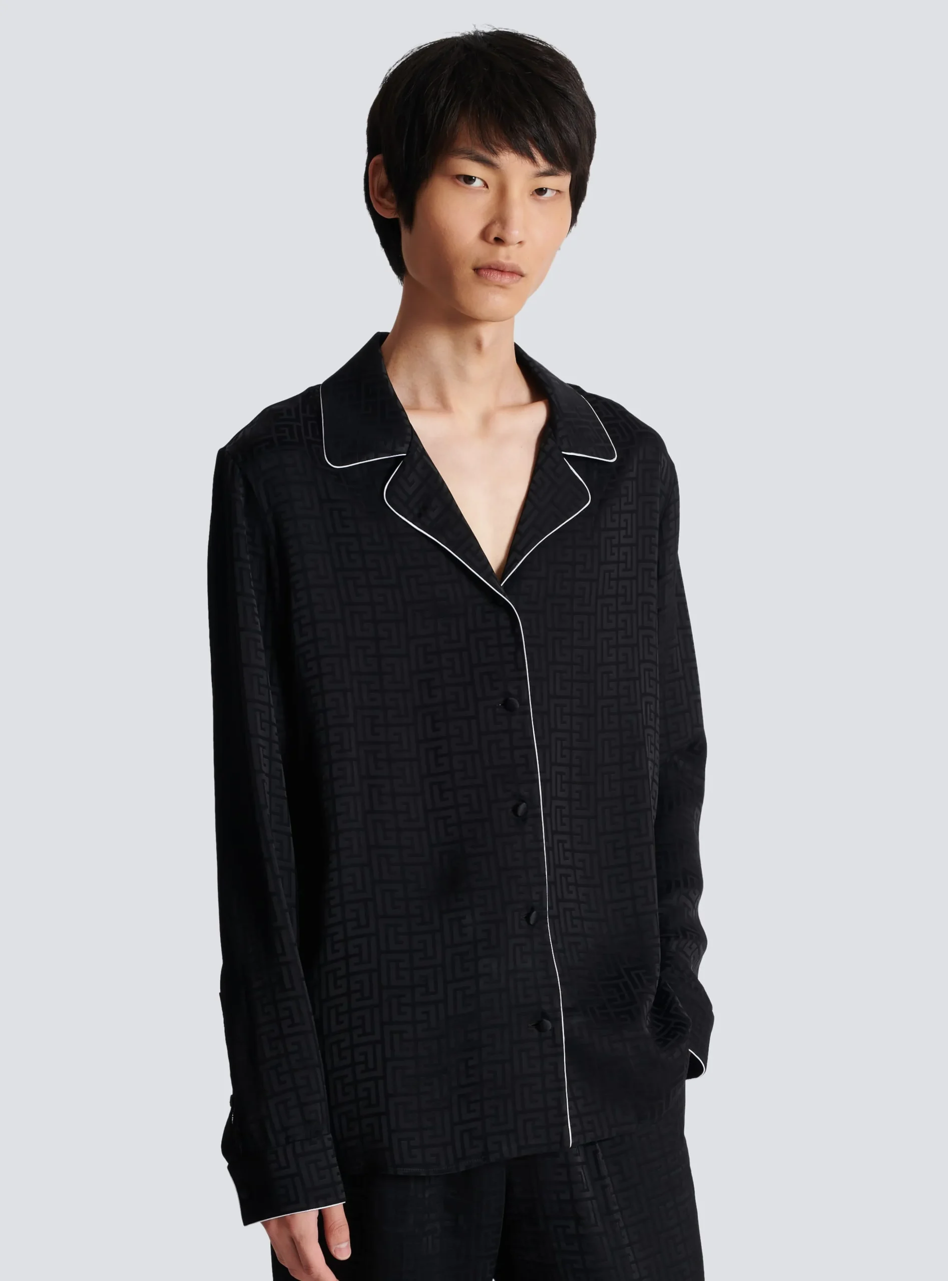 Satin Monogram Jacquard Shirt-Balmain Best