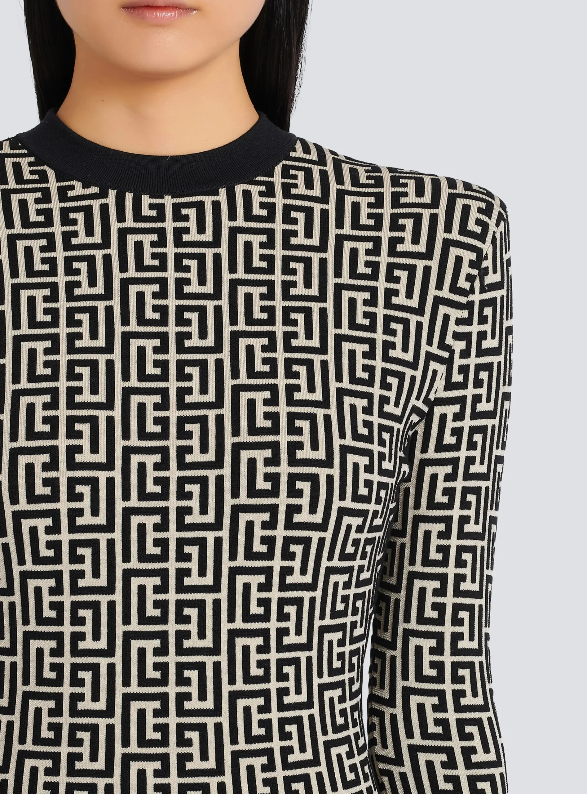 Short Bicolor Jacquard Dress With Monogram-Balmain Hot