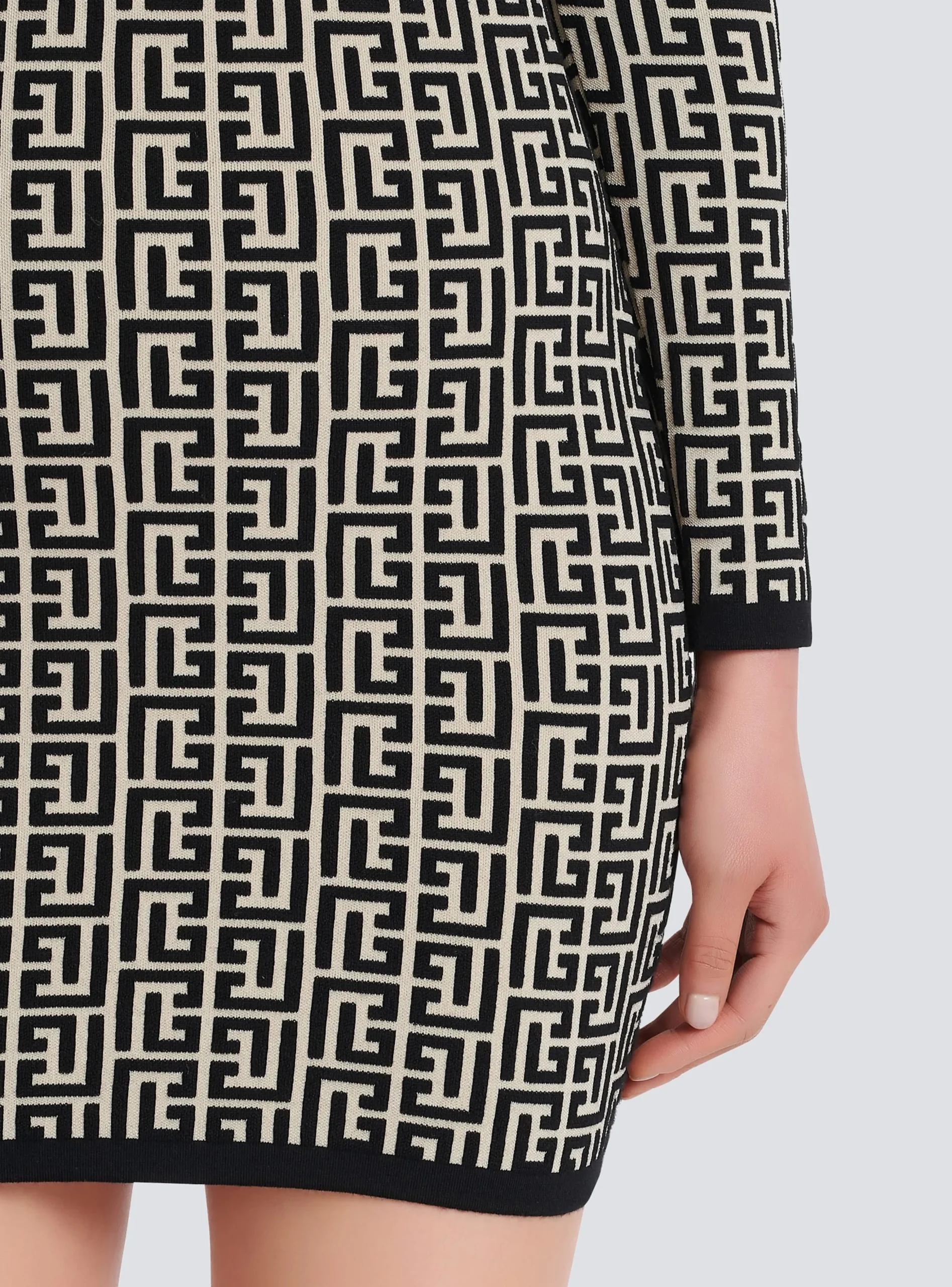 Short Bicolor Jacquard Dress With Monogram-Balmain Hot