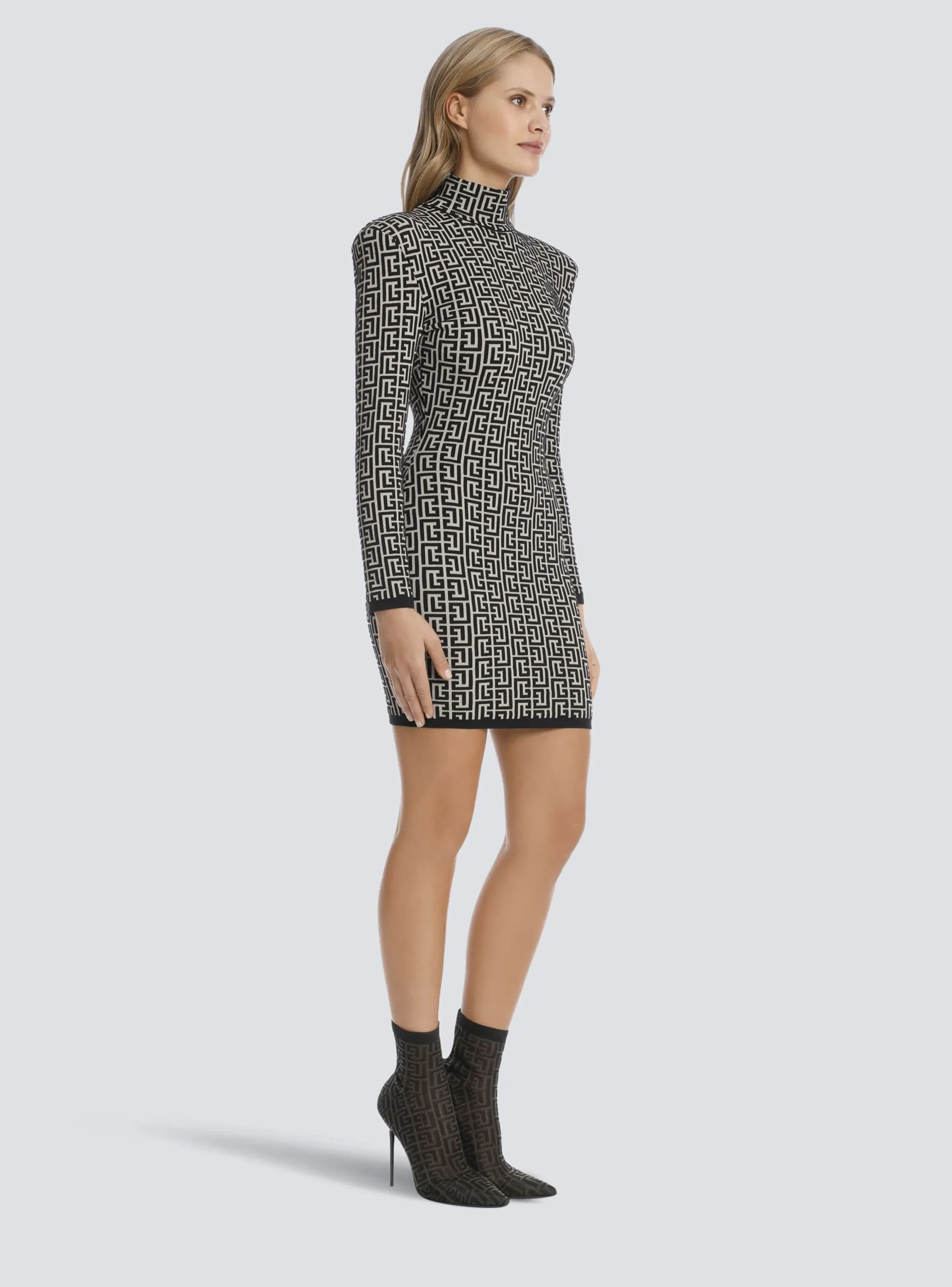 Short Bicolor Jacquard Knit Dress With Monogram-Balmain Discount