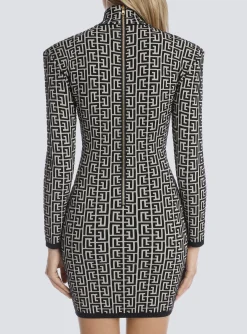 Short Bicolor Jacquard Knit Dress With Monogram-Balmain Discount