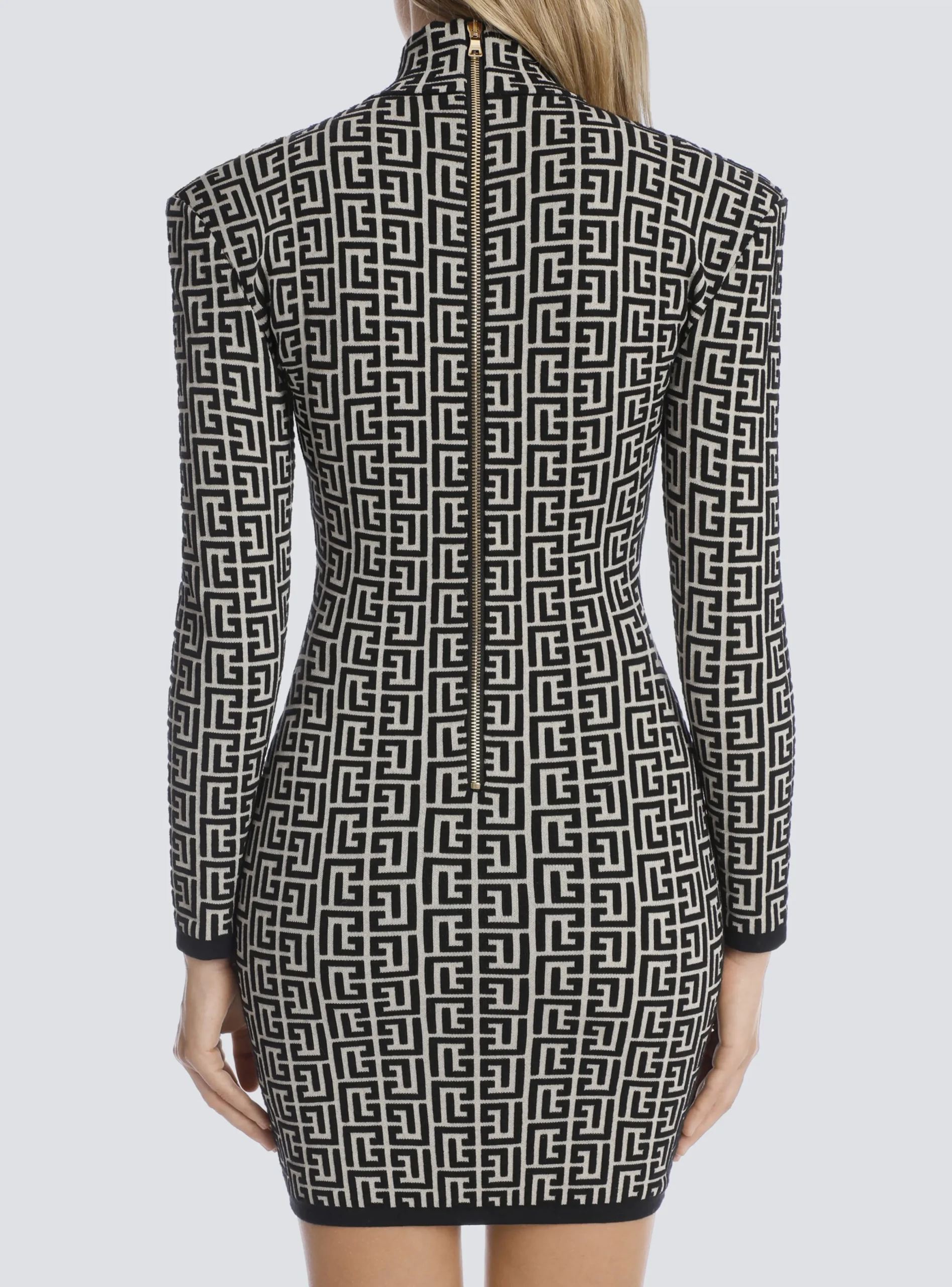 Short Bicolor Jacquard Knit Dress With Monogram-Balmain Discount