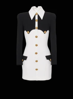 Short Buttoned Crepe Dress-Balmain Cheap
