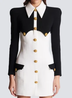 Short Buttoned Crepe Dress-Balmain Cheap