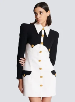Short Buttoned Crepe Dress-Balmain Cheap