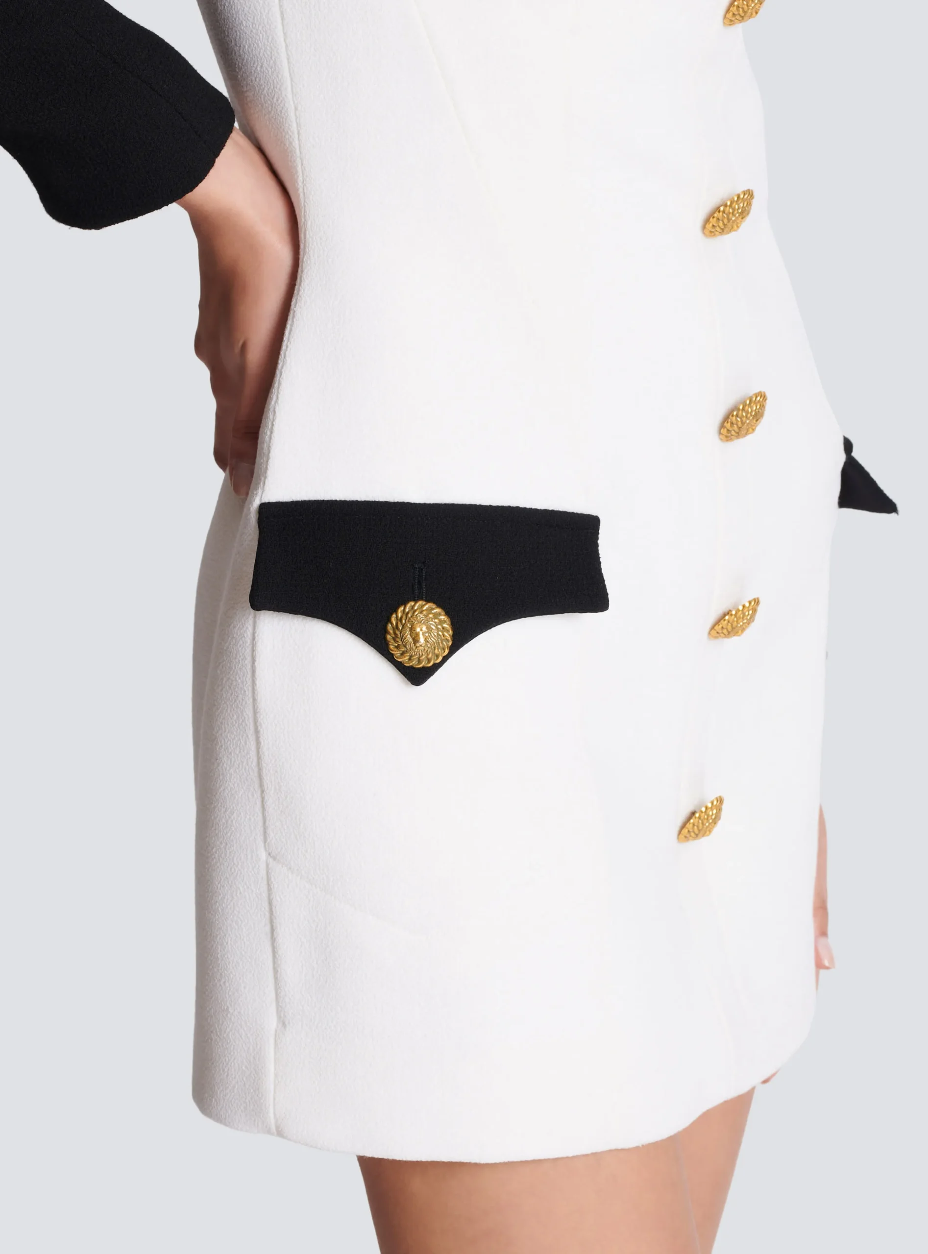Short Buttoned Crepe Dress-Balmain Cheap