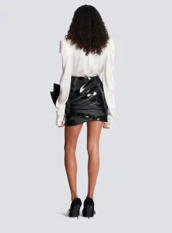 Short Draped Vinyl Skirt-Balmain Clearance