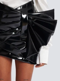 Short Draped Vinyl Skirt-Balmain Clearance