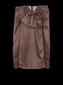 Short Dress With A Large Bow And Mini Monogram Print-Balmain Best