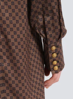 Short Dress With A Large Bow And Mini Monogram Print-Balmain Best