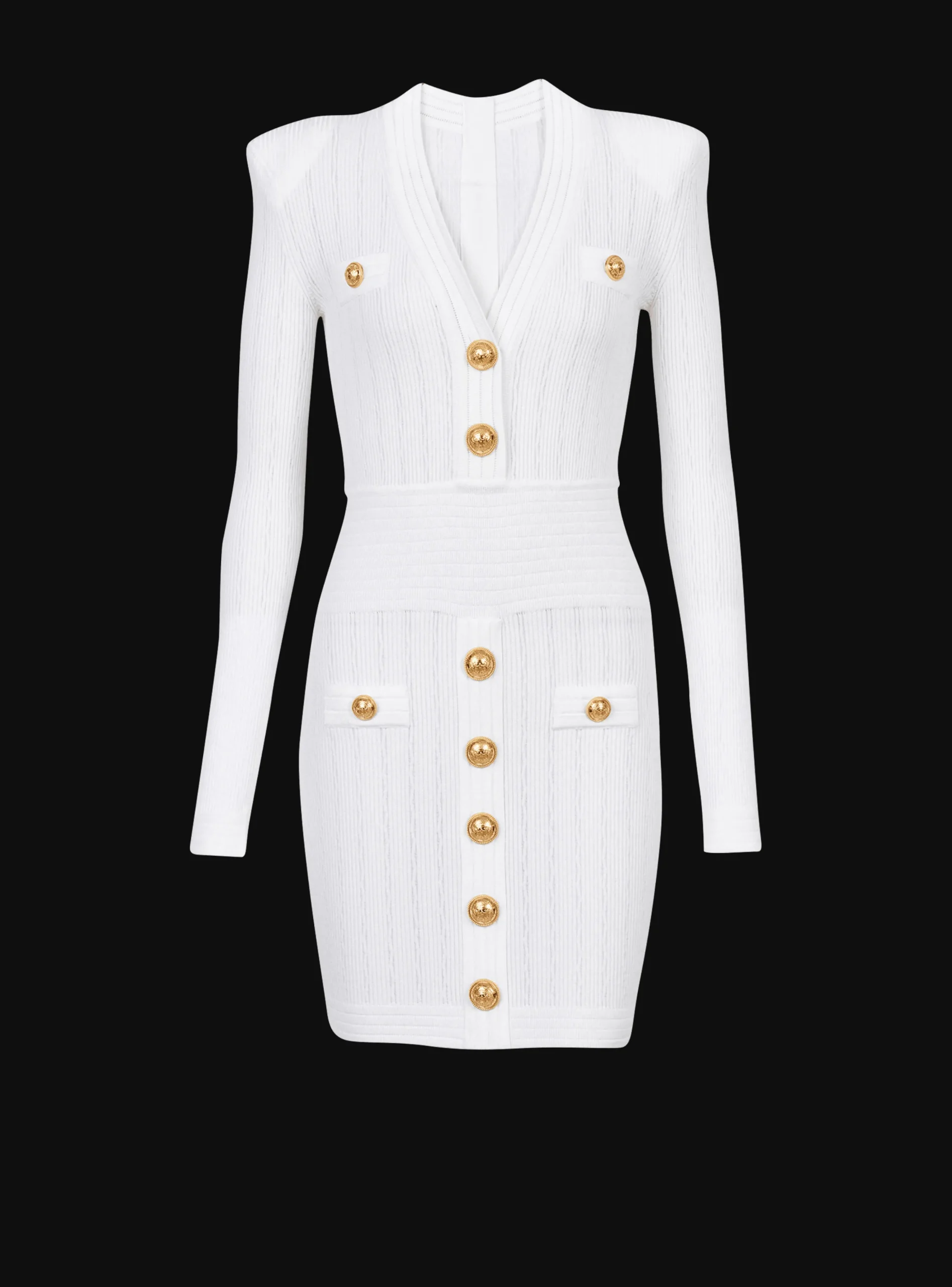 Short Eco-designed Knit Dress With Gold-tone Buttons-Balmain Clearance