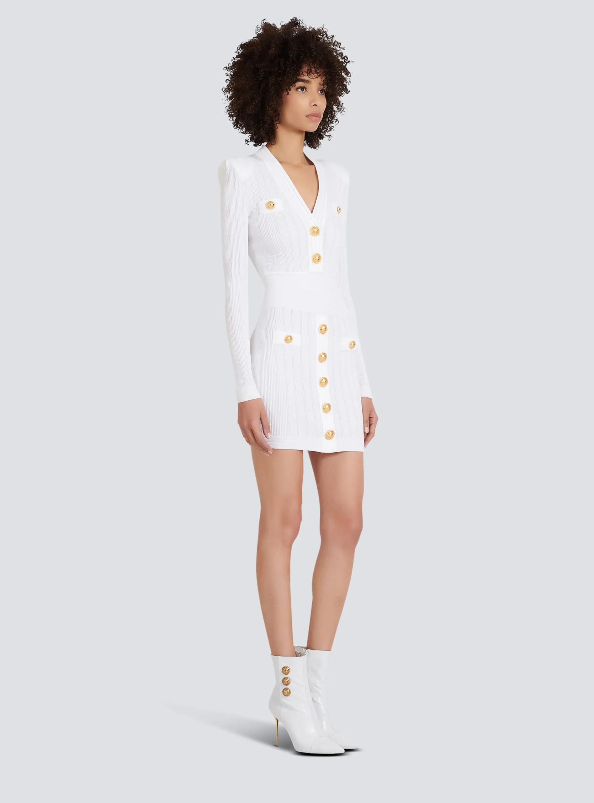 Short Eco-designed Knit Dress With Gold-tone Buttons-Balmain Clearance