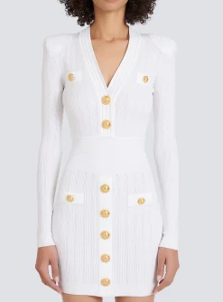 Short Eco-designed Knit Dress With Gold-tone Buttons-Balmain Clearance