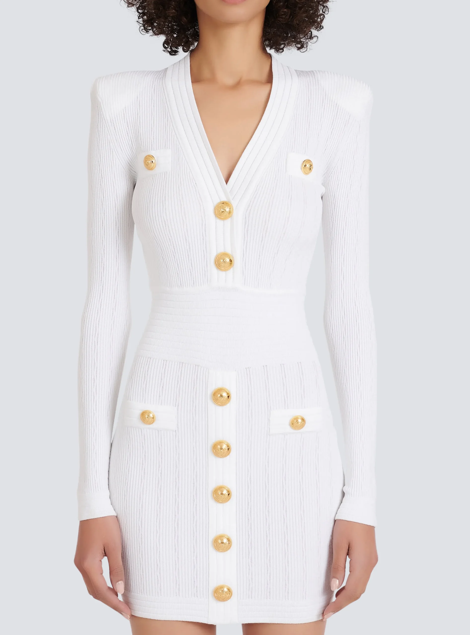 Short Eco-designed Knit Dress With Gold-tone Buttons-Balmain Clearance