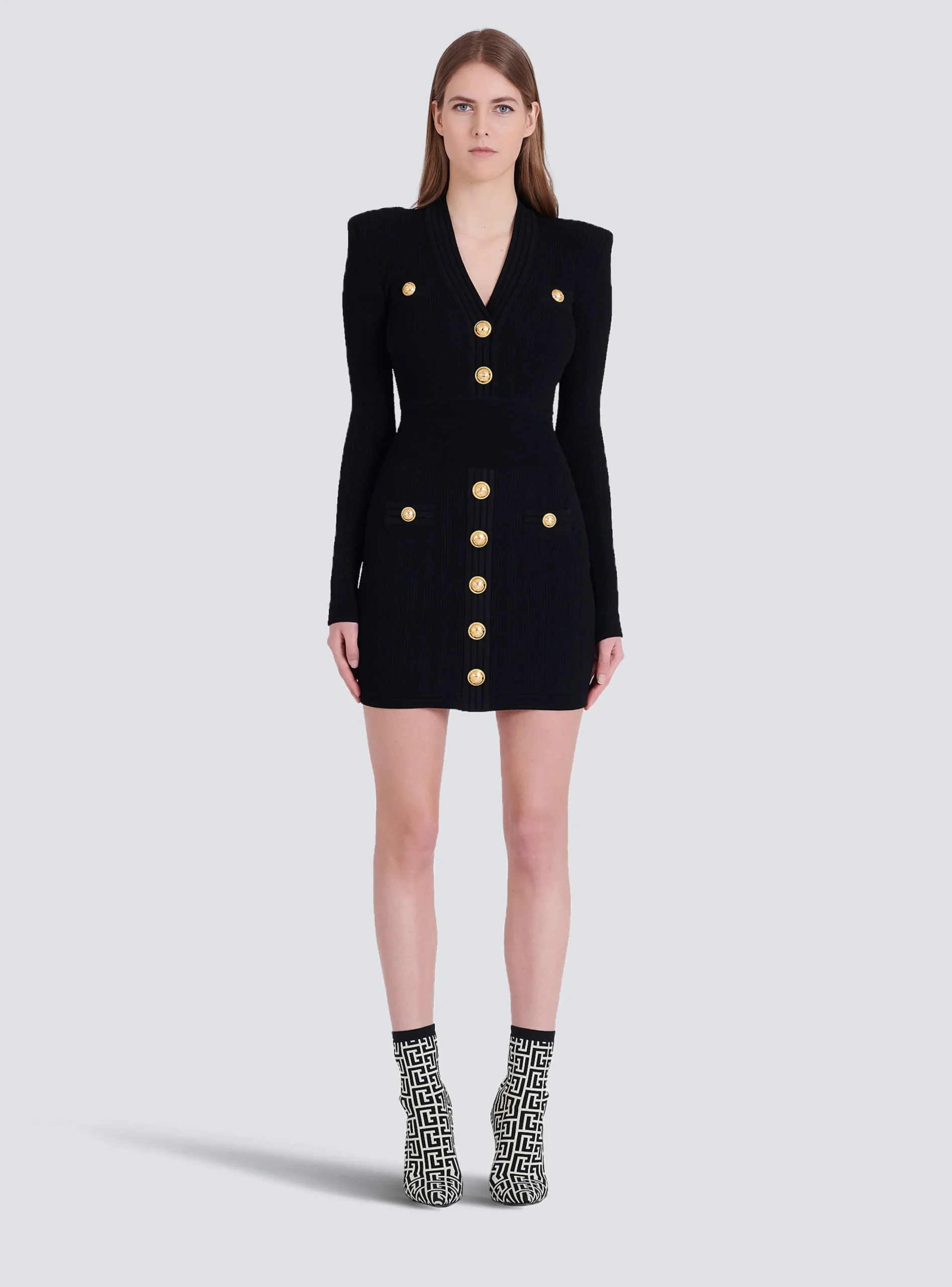 Short Eco-designed Knit Dress With Gold-tone Buttons-Balmain Best