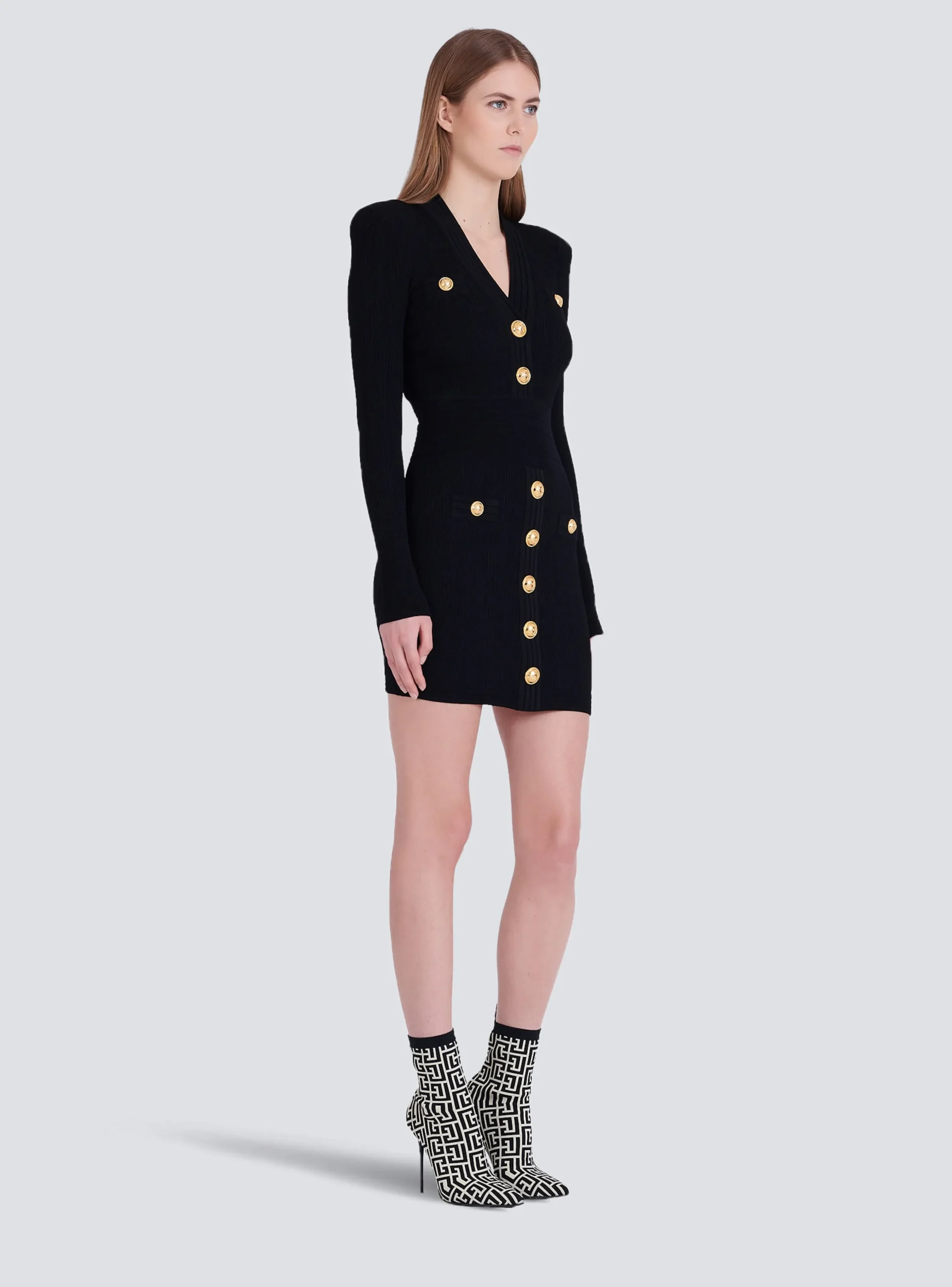 Short Eco-designed Knit Dress With Gold-tone Buttons-Balmain Best