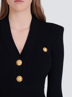 Short Eco-designed Knit Dress With Gold-tone Buttons-Balmain Best