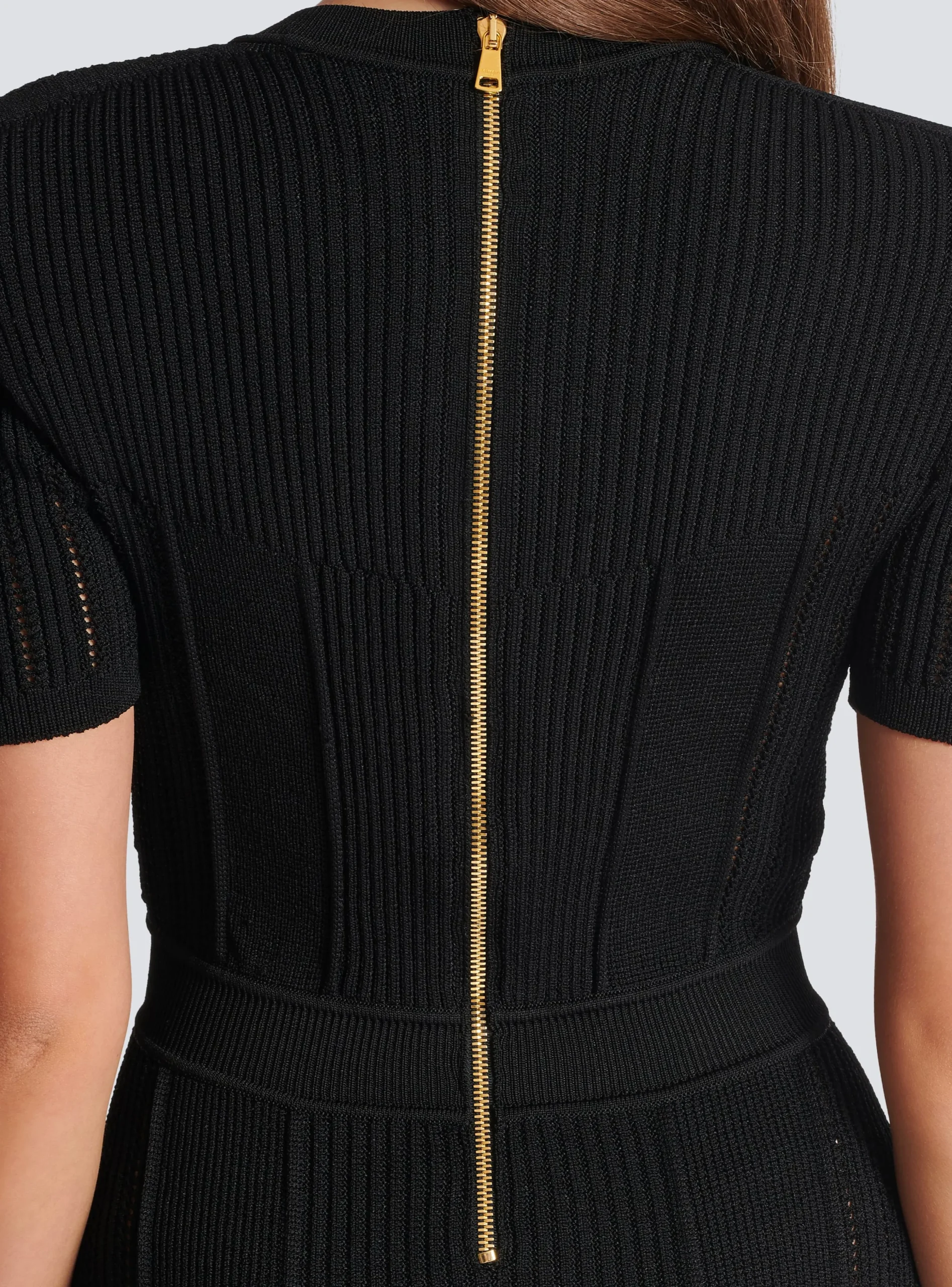 Short Fine Ribbed Knit Dress-Balmain Discount